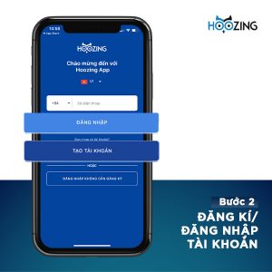 Bước 2 đăng nhập/ đăng kí Hoozing App